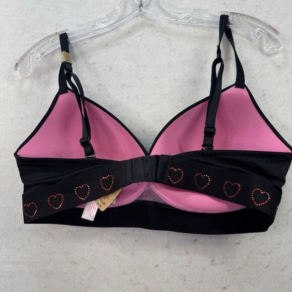 NEW - Victoria's Secret PINK Wear Everywhere Push Up Bra Size 36D Black Hearts - Picture 9 of 11